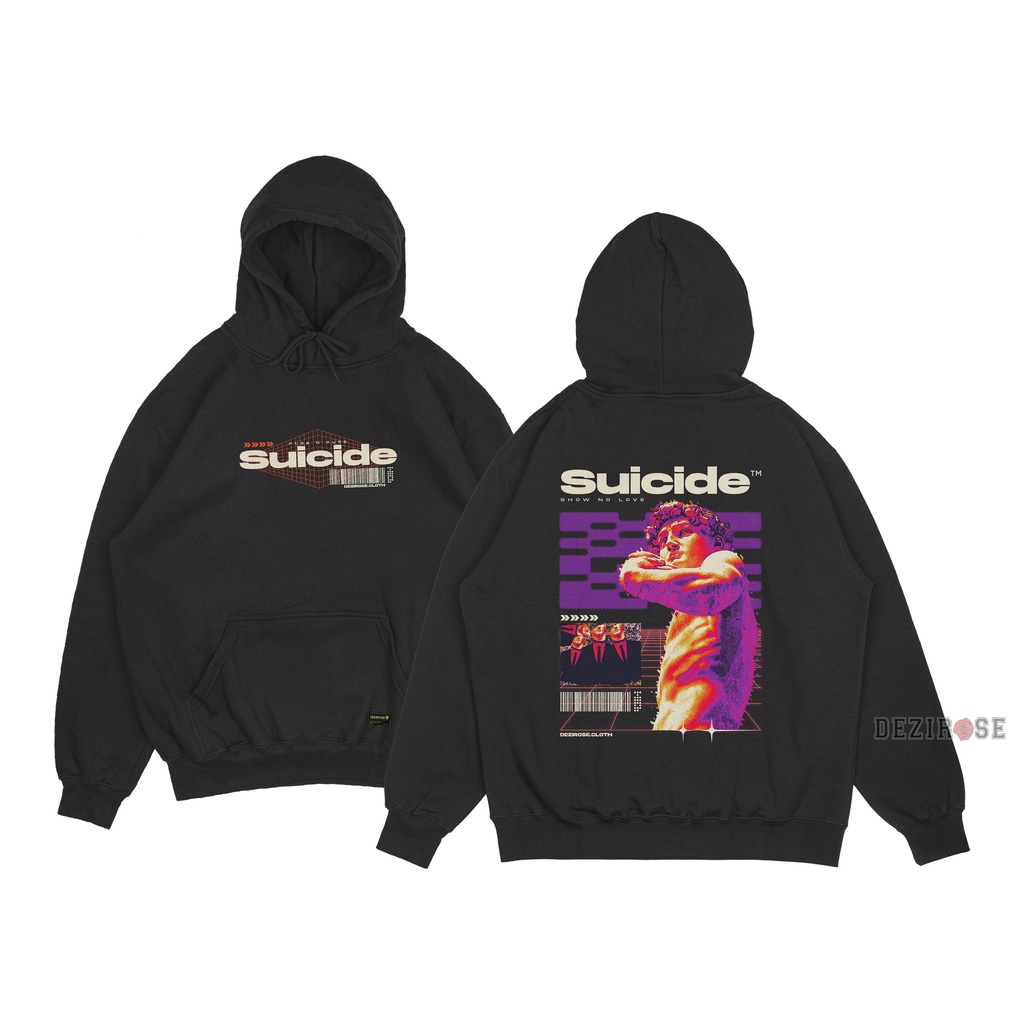 DEZIROSE Sweater Hoodie Suicide Pria &amp; Wanita Distro Fleece Tebal Premium Size M-XXL