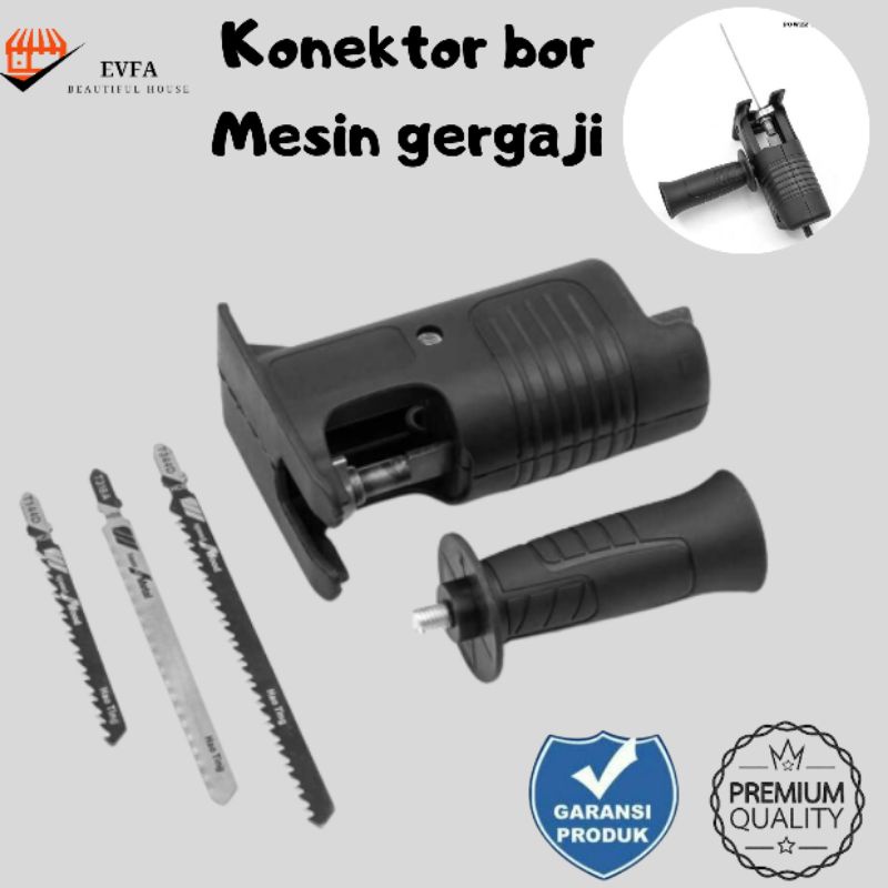 konektor modifikasi bor listrik tangan jadi mesin gergaji