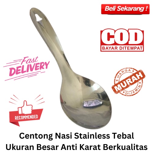 [BISA COD] PROMO Centong Nasi Stainless Tebal Ukuran Besar Anti Karat Berkualitas Sendok Nasi Sendok Lauk Centong Sayur Centong Sup Sendok Saji Sendok Prasmanan Murah