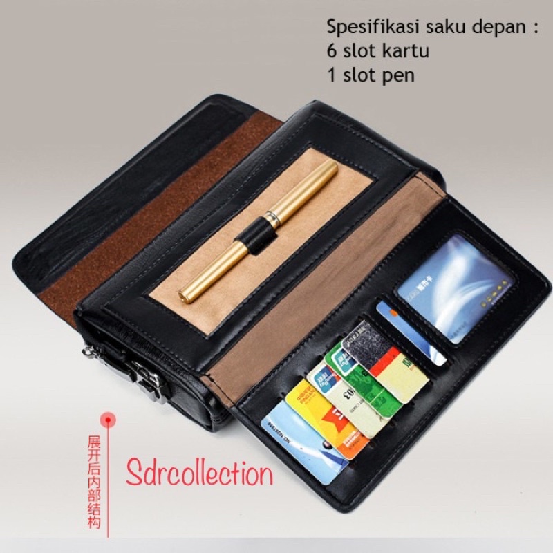 Business Clutch Jee p  Bag Key Lock Tas Tangan Kulit Pria Wanita Import