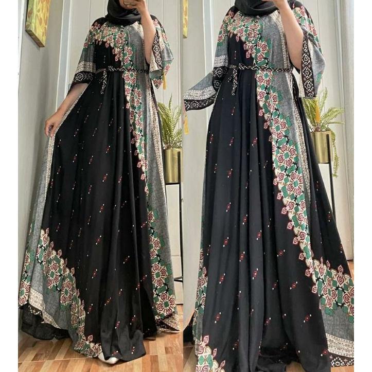 Nabila Gown, GAMIS WANITA MUSLIM JUMBO CANTIK FIT XXXL LD 130 BAHAN RAYON IMPORT KANCING BUSUI TERMURAH OOTD