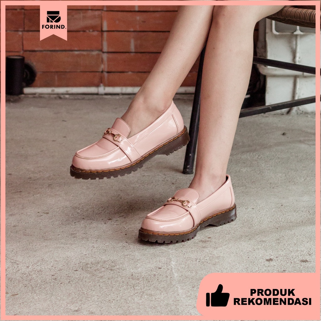 Megan Pink Oxford | Sepatu Loafers Tanpa Tali Wanita Casual Kerja Formal Kantor Original Laki | FORIND x Nazreal