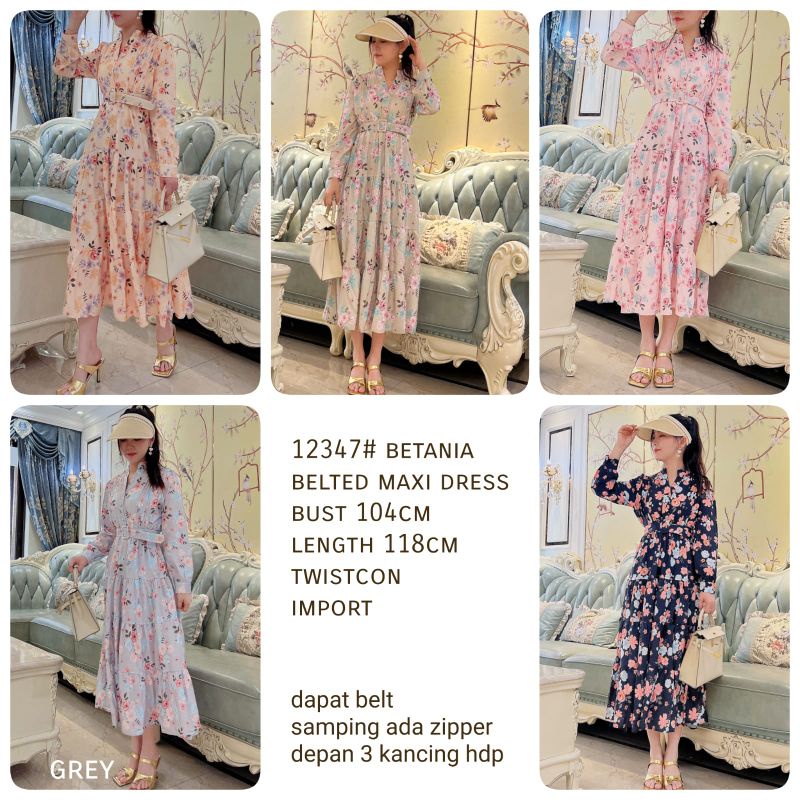 MDLV ~ 12347# Betania Belted Maxi Dress Flower Dress Premium Fashion Import