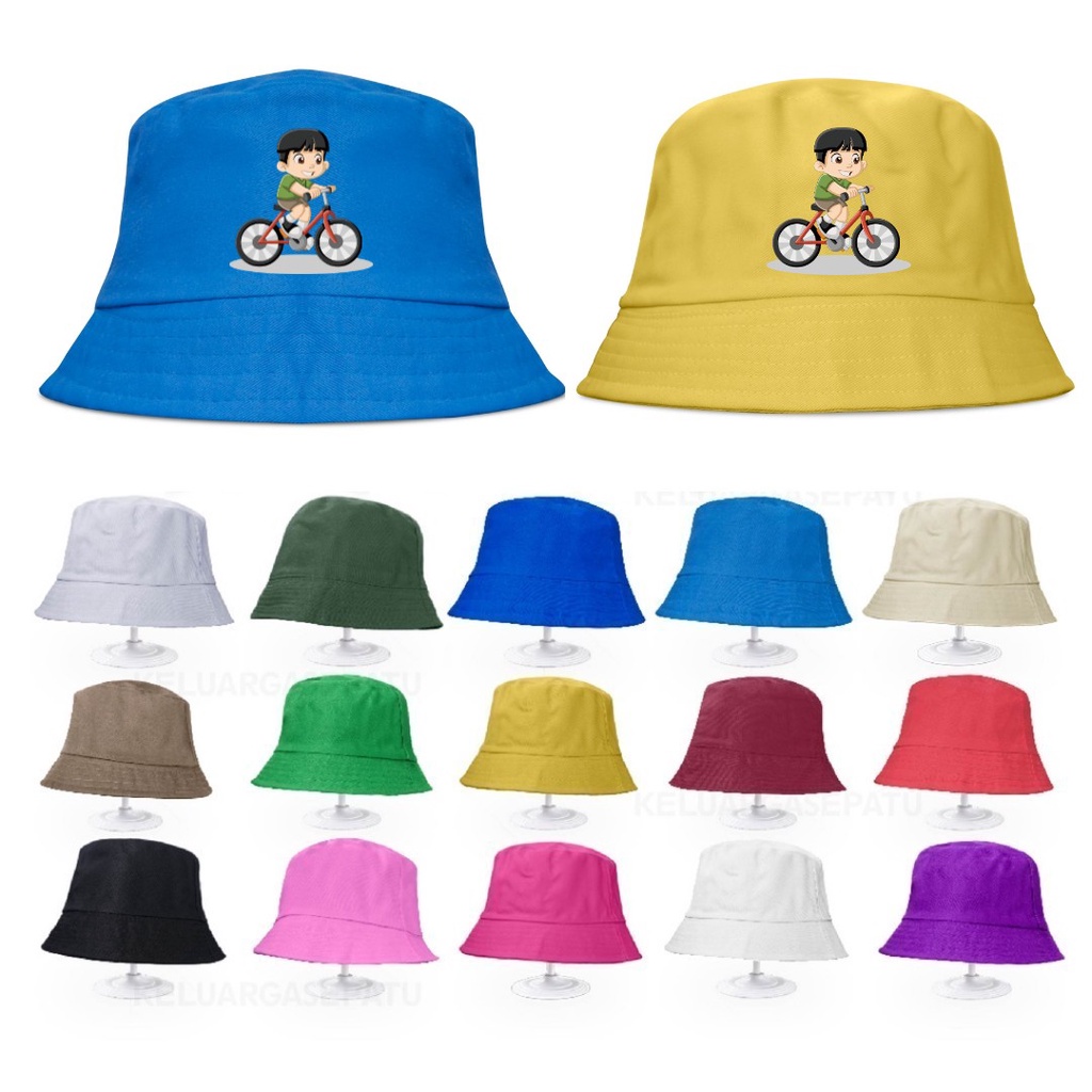 TOPI BUCKET HAT ANAK USIA 2-11 TAHUN MOTIF POLOS DAN KARAKTER LOGO