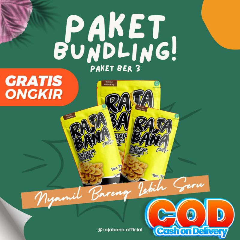 

3 pcs keripik pisang coklat paket bundling rajabana CEMILAN/ SNACK MAKANAN RINGAN/ KRIPIK PISANG COKELAT