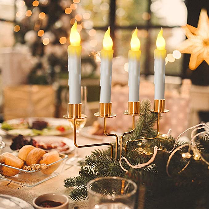 Lampu Malam LED Bentuk Lilin Tanpa Api Tenaga Baterai Untuk Dekorasi Natal / Halloween