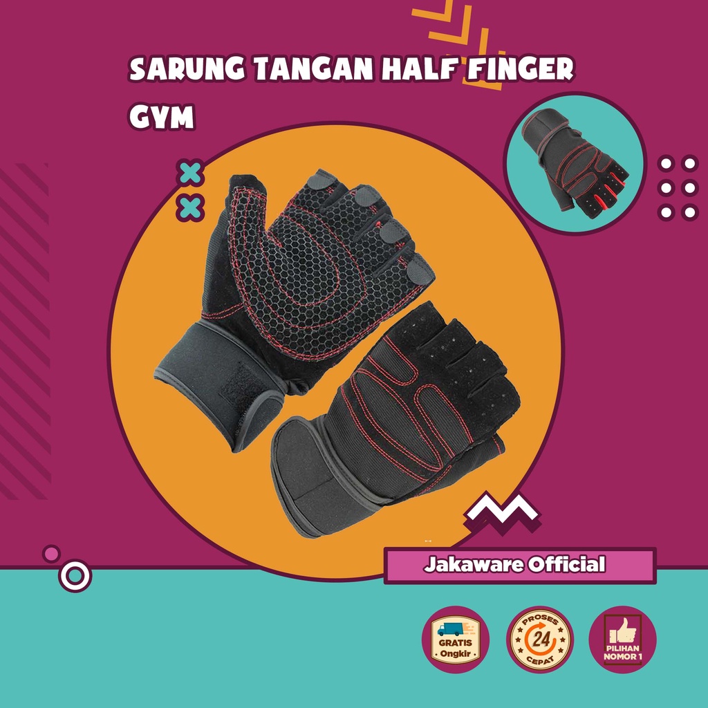 SARUNG TANGAN MOTOR HALF FINGER GYM SEPEDA OLAHRAGA SETENGAH JARI SEPEDAH PELINDUNG ANTI SLIP BIKE O