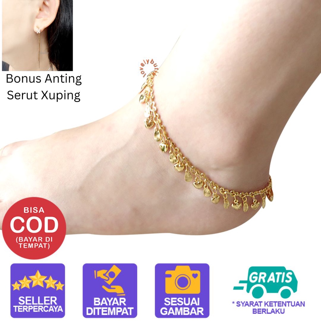 Promo Lovelybutik Gelang Kaki Xuping Wanita Dewasa Berhadiah Anting Serut Korea M4rini Gelang Fashion Korean Style Import