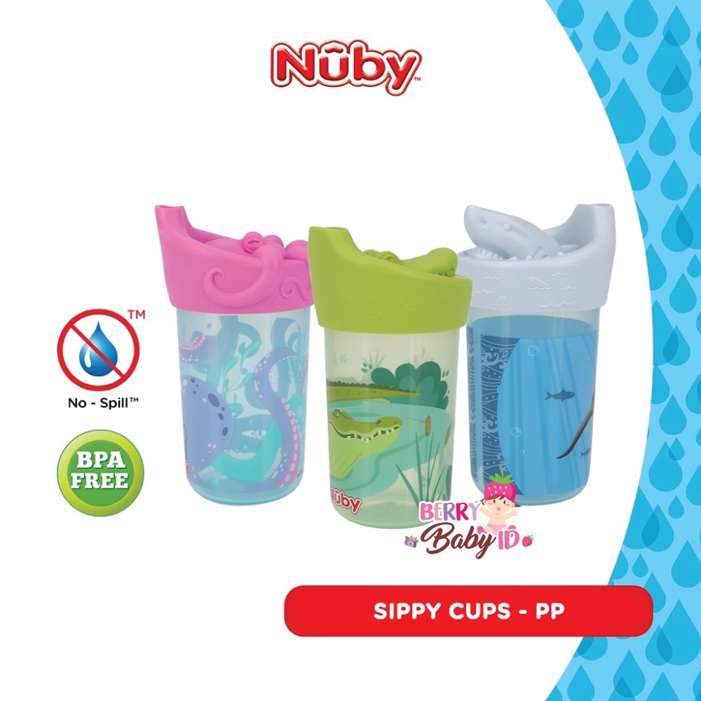 Nuby 3D Character Sippy Spout Cup Soft Silicone Gelas Minum Bayi Anak Berry Mart