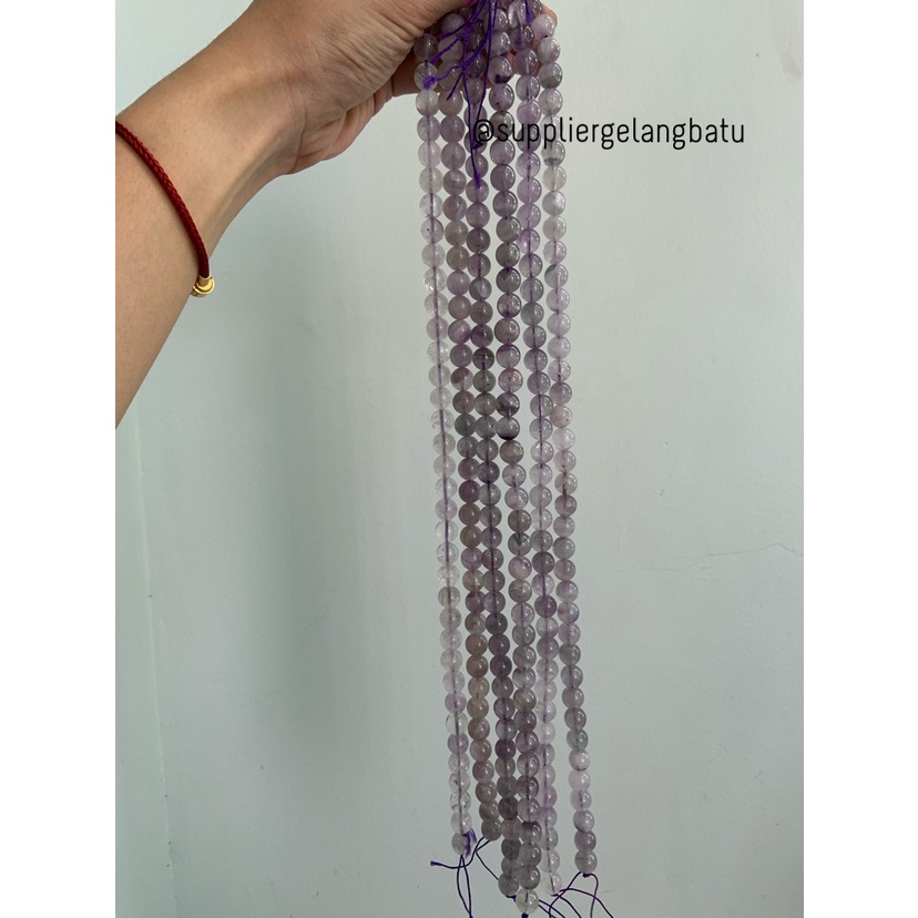 bahan batu CLEAR AMETHYST 10mm KECUBUNG UNGU bening akik kalimantan