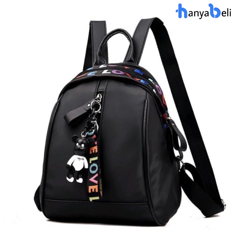 Tas Wanita Fashion Beruang Love Backpack Women Bag Ransel Korea Travel Anti Air Waterproof