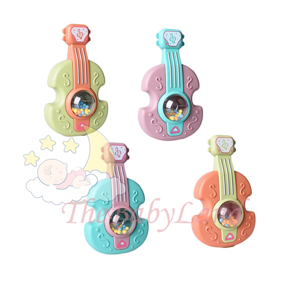 [1KG 21PCS] Babyland Mainan Rattle Teether Bentuk Gitar Kartun Dengan Lonceng Untuk Edukasi Dini Bayi Newborn