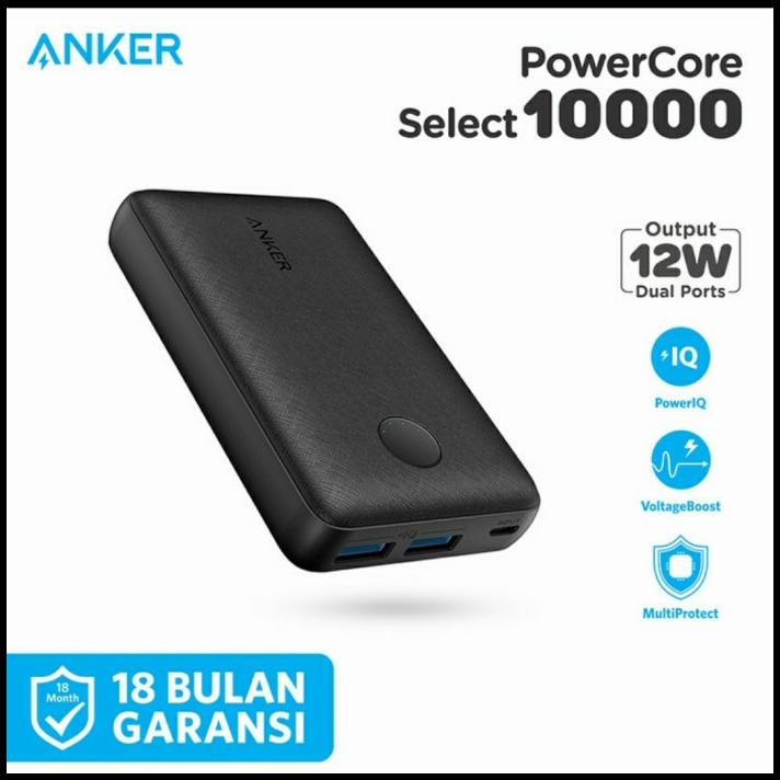 Powerbank Anker Powercore Select 10000Mah Black - A1223 - Hitam
