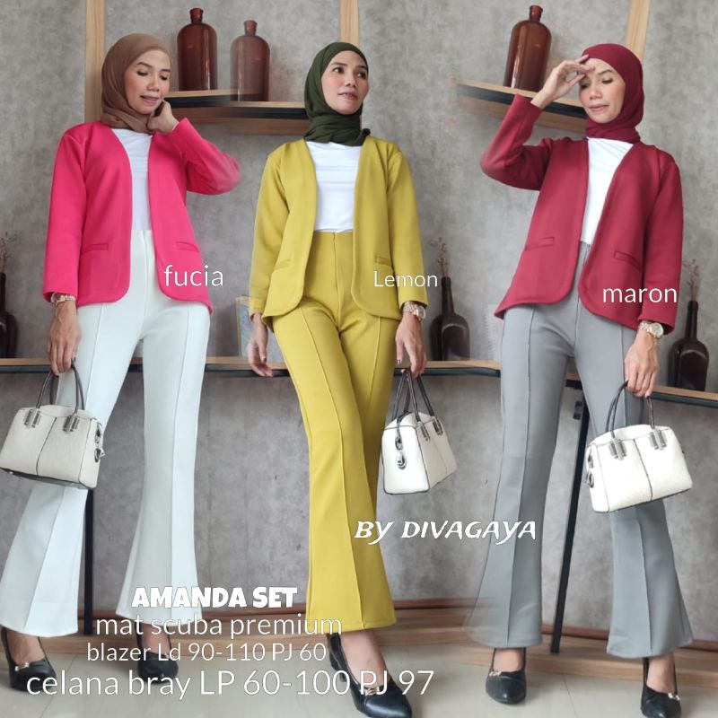 AMANDA SET TERBARU BLAZER DAN CELANA CUTBRAY