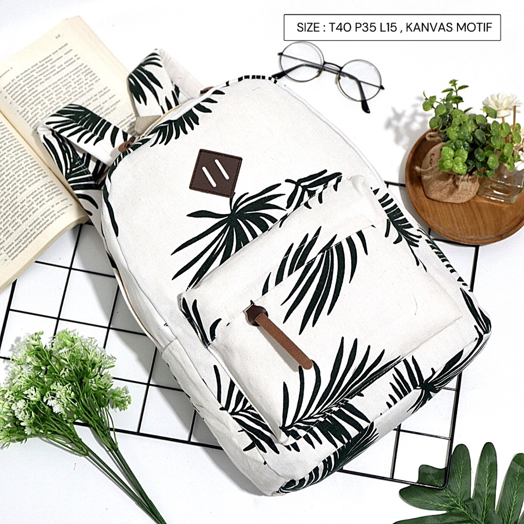 Promo Gratis Ongkir Tas Ransel Pria / Wanita Bahan Kanvas Motif Gaya Korea produk lokal indonesia-Motif 111