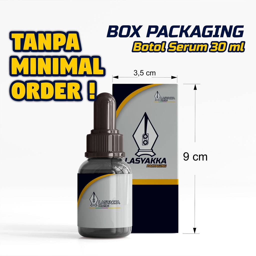 

box packaging botol serum 30 ml ukuran 3,5 x 3,5 x 9 cm