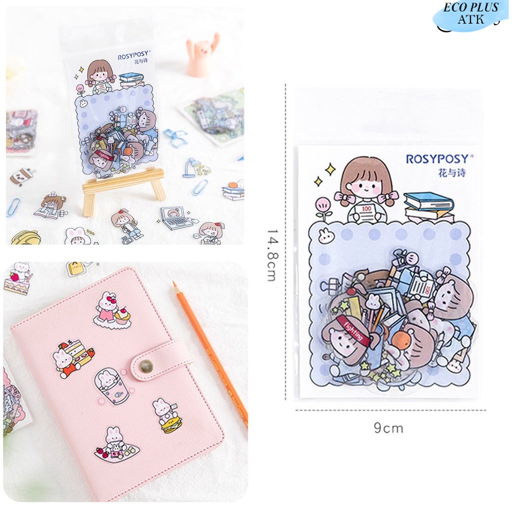 40Pcs Sticker Cute Motif Girls Rabbit Lucu DIY Thumbler Dekorasi Botol Minum