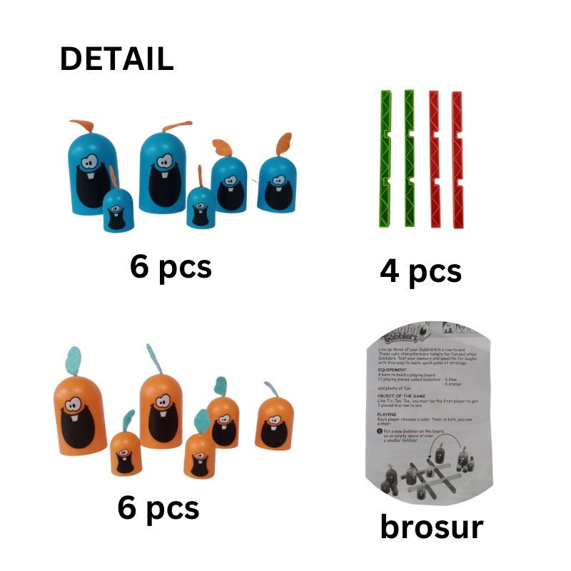 Mainan Edukasi Anak Table Game Gobblet Gobbler Dam Dam  Play Board Adu Strategi Tic Tac Toe Brain Teaser Toy