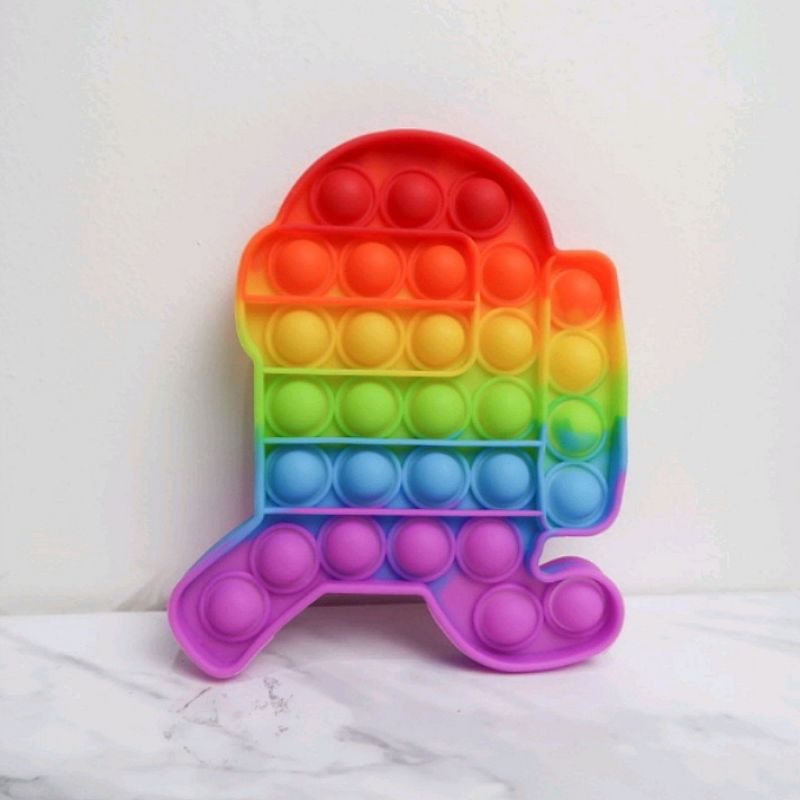 [Promo] Pop It Rainbow Murah Fidget  Push Pop It Bentuk Among Us Lari