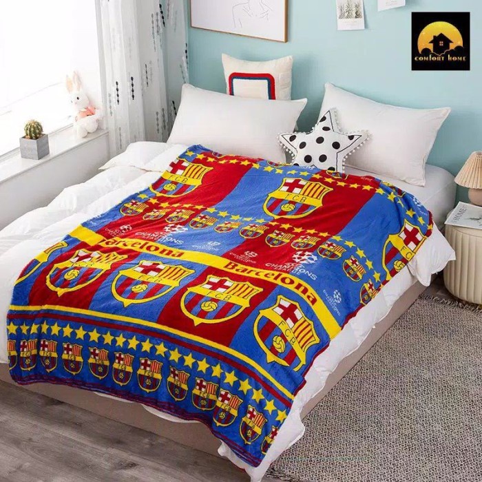 Selimut Dewasa SELIMUT BULU KARAKTER - Barca(D3E1) Selimut Bayi Selimut Tebal Dewasa Selimut Bulu RE