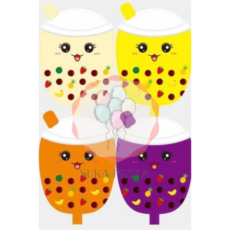 [TERMURAH] BALON GAS BOBA 1 PACK ISI 50 PCS / BALON BUBBLE TEA / BALON KARAKTER BOBA