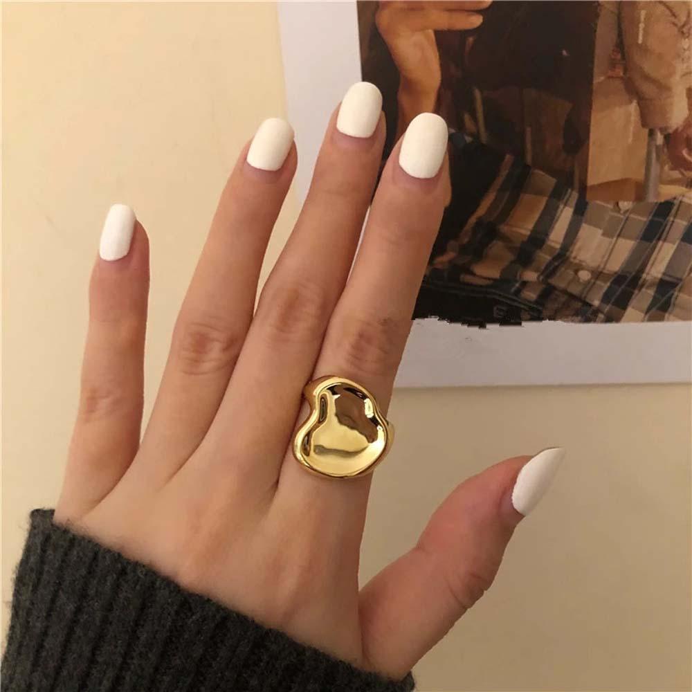 Mxbeauty Cincin Logam Punk Kepribadian Wanita Halus Cekung Berbentuk Perhiasan Fashion