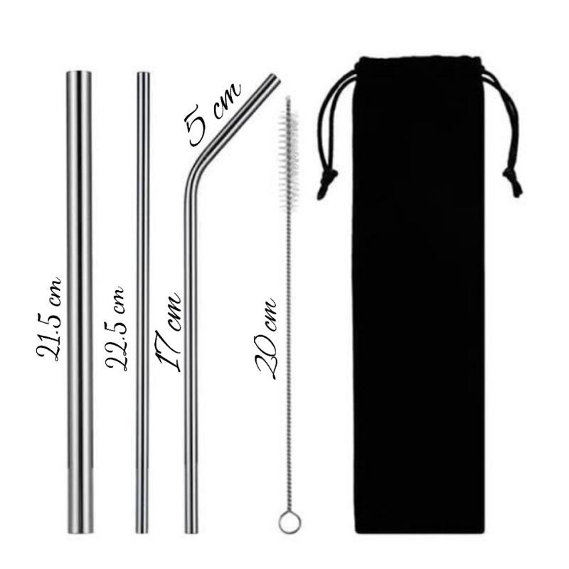 Sedotan Set Stainless Straw / Sedotan Stainless Straw Food Grade / Sedotan Besi Stainless Anti Karat / Sedotan Eco Friendly / Sedotan Ramah Lingkungan / Sedotan Tumblr Stainless