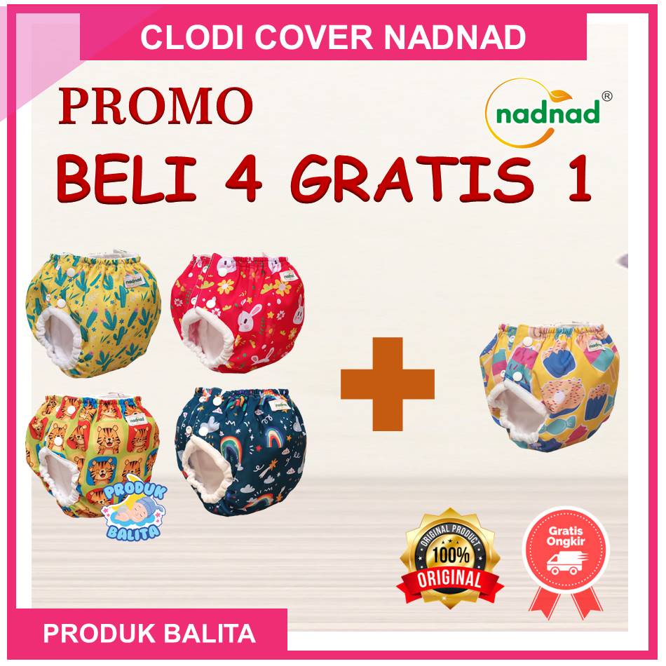 BELI 4 GRATIS 1 Clodi Bayi Ndnad Popok Bayi Kain Cuci Ulang Murah Clodi Cover Celana Perekat Murah