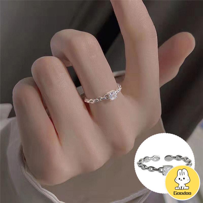 Cincin Berlian Persegi Model Terbuka Untuk Wanita -Doo