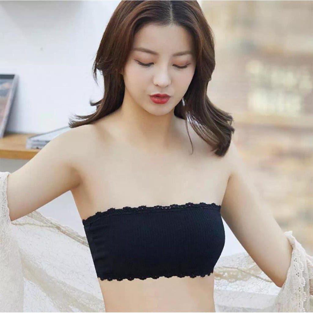 BEE - Bra Kemben Wanita Sexy Tanpa Tali Crop Top Bra Renda Busa 906