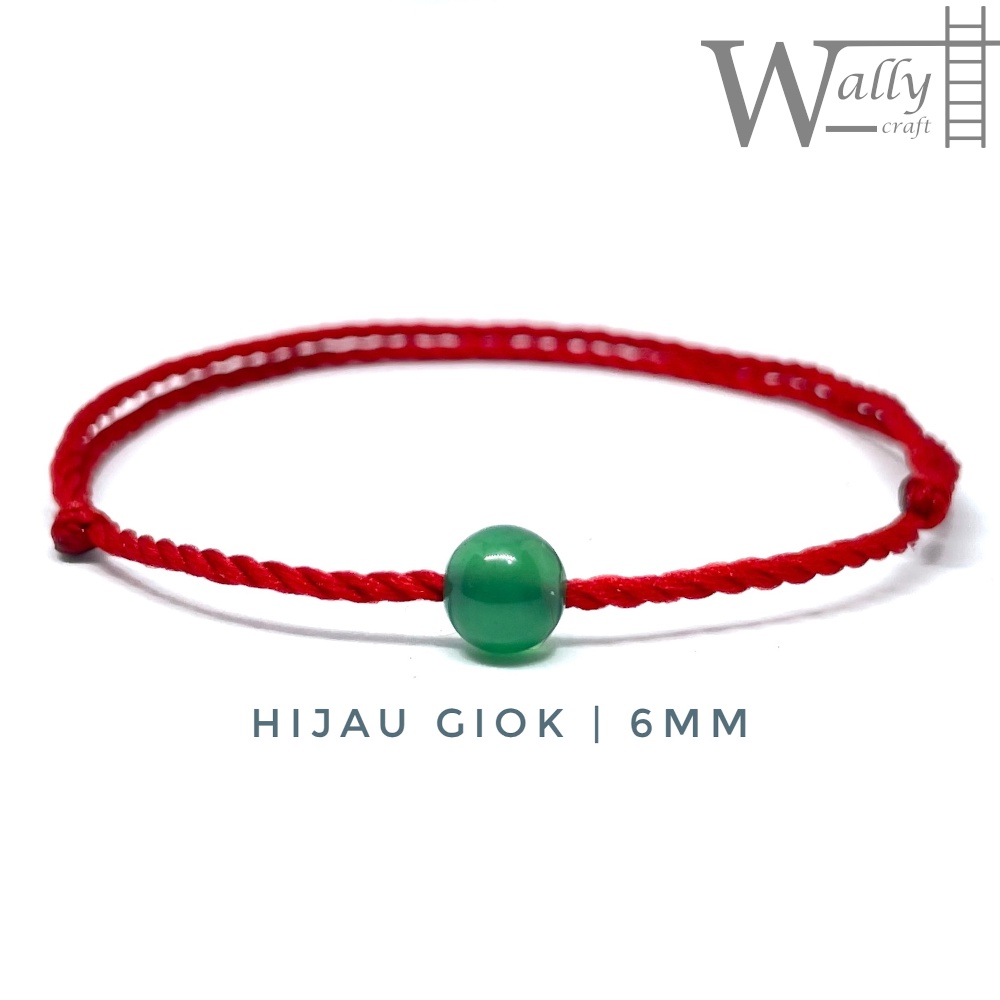 Gelang Batu Giok Hijau Tali Serut Etnik Handmade
