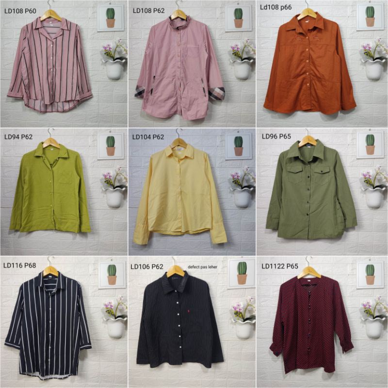 THRIFT Kemeja Polos / Kemeja Garis garis formal shirt premium blouse  atasan wanita