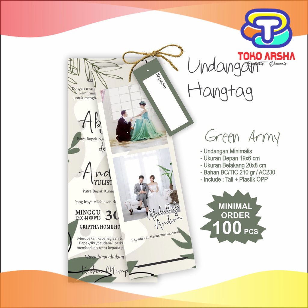 Jual Cetak Undangan Pernikahan Aesthetic Tali Rami Undangan Hangtag Undangan Polaroid Custom 6908