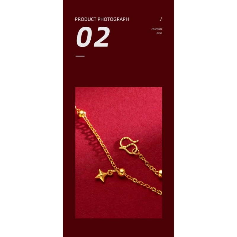 Goldkingdom Perhiasan Fashion 24K Bangkok Aksesoris Ready Stock Retro Suishui Ankang Gelang Berlapis Emas Asli Kadar 375 Ringan Hadiah Mewah Untuk Wanita