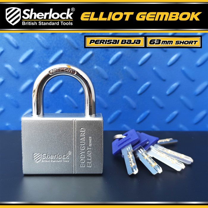 Sherlock Elliot Gembok Perisai Baja (63 Mm) Silver