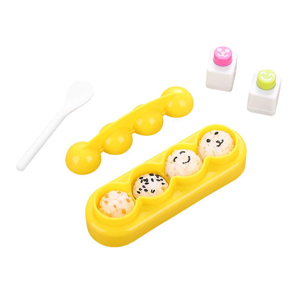 Home Mini Rice Ball Mold Portable Reusable 4-rongga Bulat Riceball Makanan Embos Mini Mold Maker Dapur Gadget