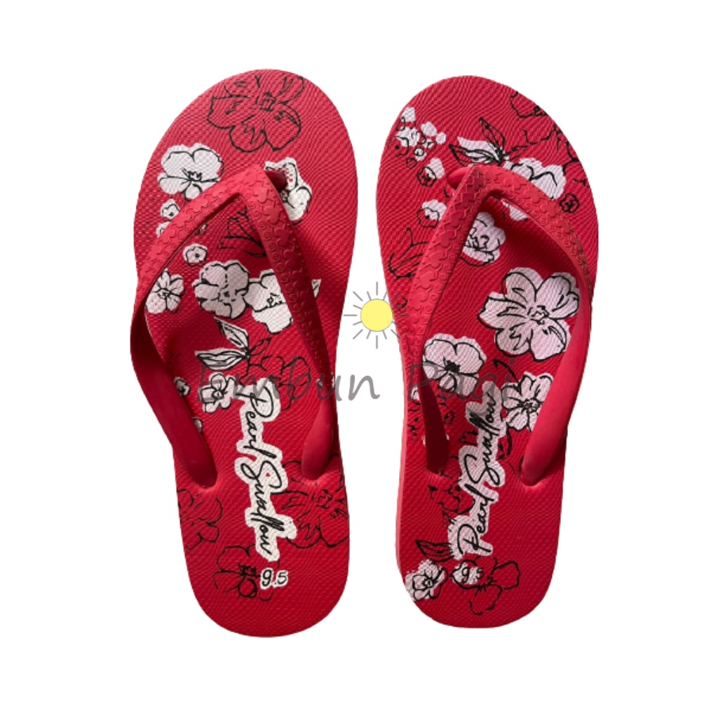 Sandal Jepit Wanita Ladies Motif Bunga Lily / Lily Sun Swallow Warna Warni Ukuran 9-10-10,5