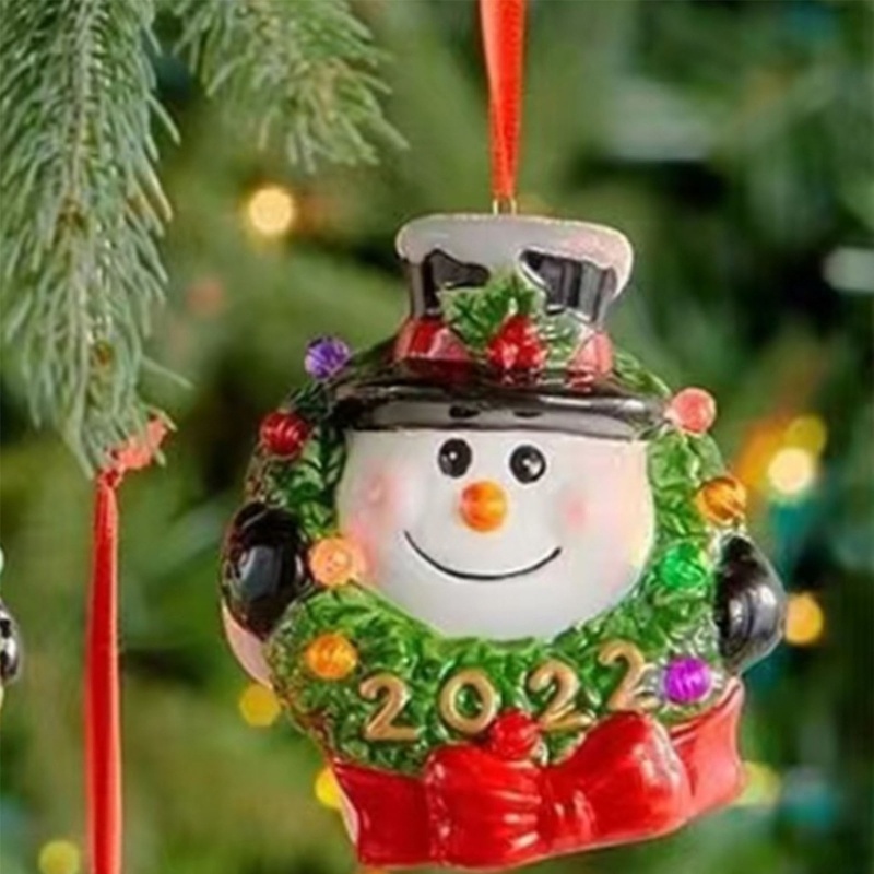 Ornamen Gantung Bentuk Snowman Bahan Resin Dengan Lampu Untuk Pohon Natal