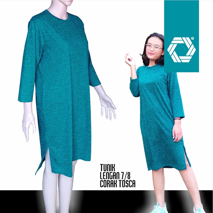 ✨COD✨ Eclipt Dress Wanita Tunik Polos - Kaos Cewek Lengan Panjang - Murah - Tosca