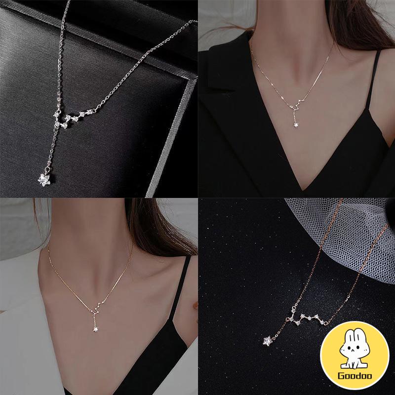 Kalung Korea Big Dipper Wanita Trendy Temperamen Cahaya Mewah Desain Niche Rumbai Kalung Indah Sederhana -Doo
