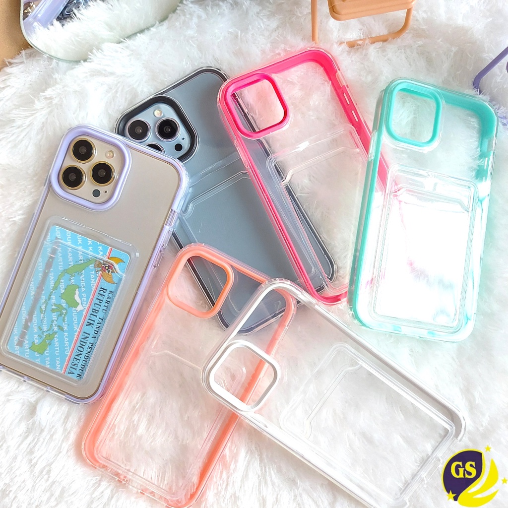 IPHONE 11 11 PRO 11 PRO MAX / IPHONE X XS XR XS MAX / IPHONE 6 6S 6G 7 8 PLUS 6+ 6S+ 7+ 8+ CLEAR CASE 3 IN 1 SLOT CARD HOLDER POCKET 2 LAYERS