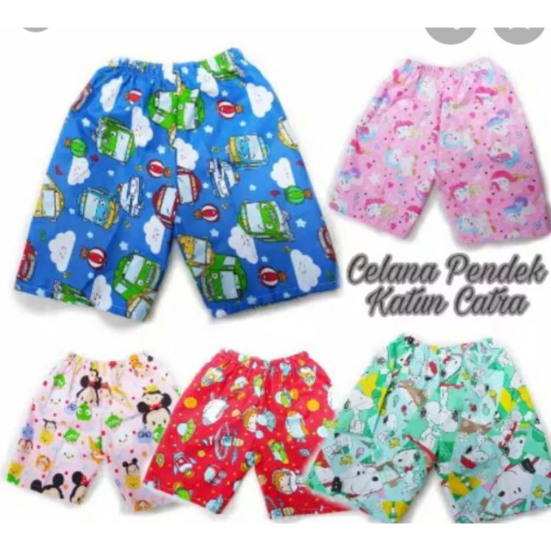 celana pendek anak usia 1- 3 tahun bahan polymikro motif kartun
