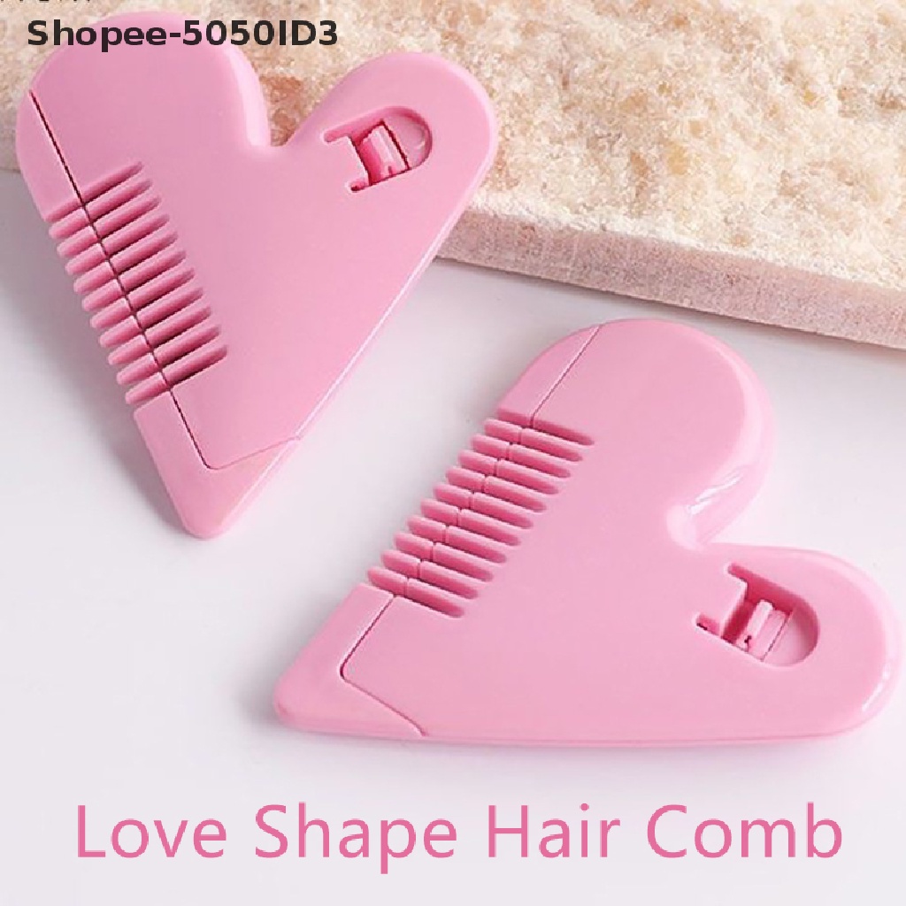 Sisir Pemangkas Rambut Mini Bentuk Hati Warna Pink Dengan Pisau