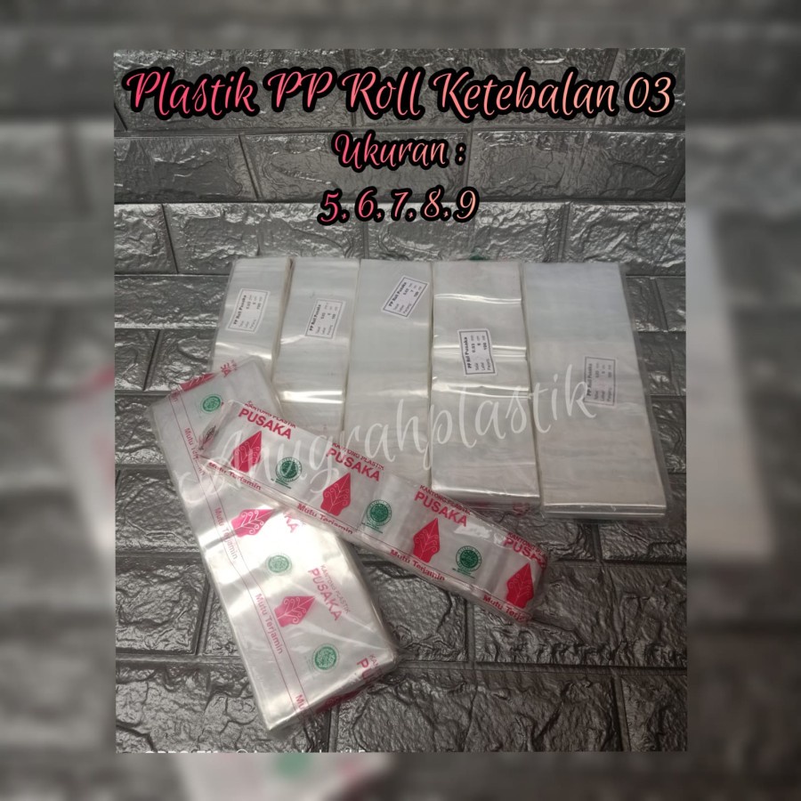 Plastik PP Roll uk 5 cm x 100 meter / PP roll pusaka per pack