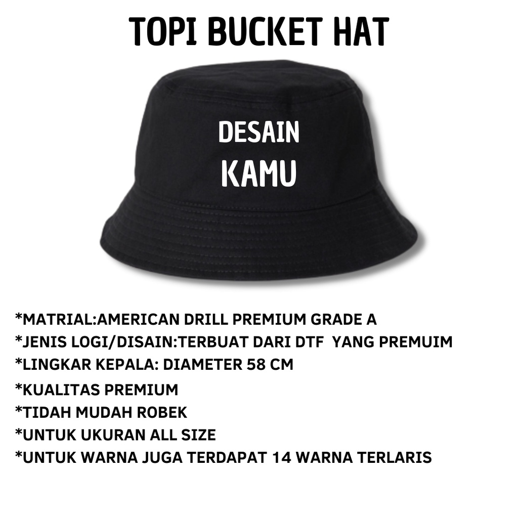 Topi Pria Wanita Bucket / Baseball / Jaring / Trucker Custom Sendiri Termurah Kualitas Premium