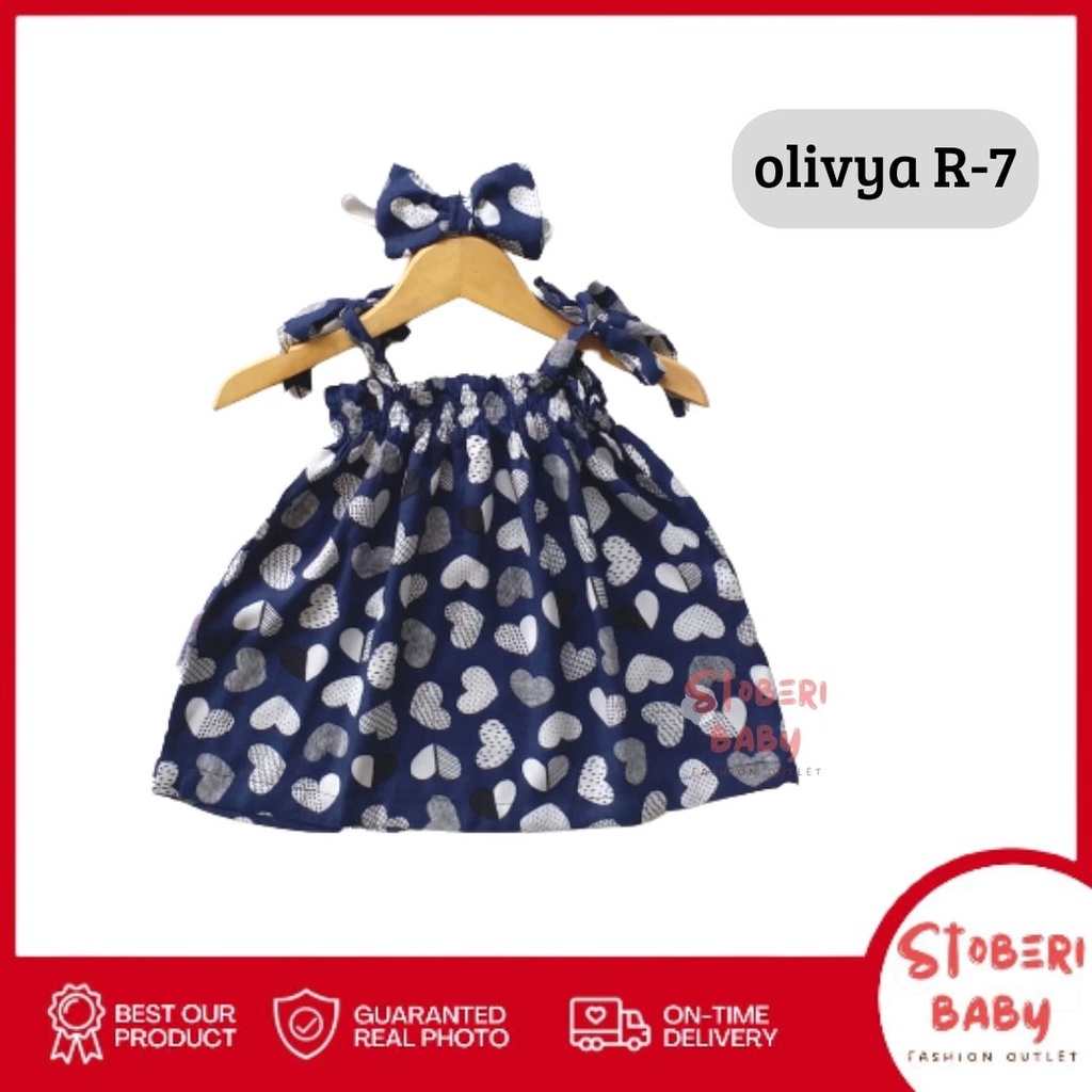 stoberi baby - BBB DRESS OLIVYA dress anak perempuan bayi motif bunga lucu free headband