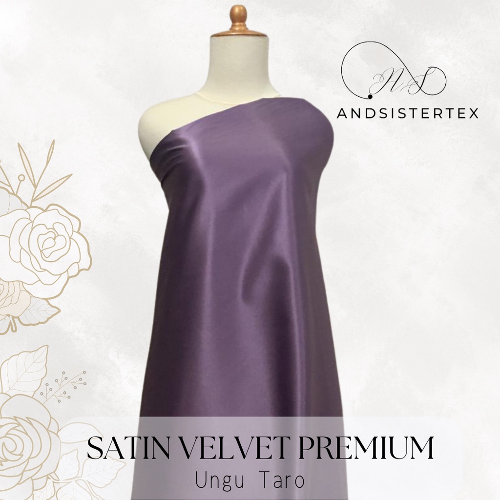 Dasar Kain Satin Velvet Premium Warna Ungu Taro Bahan Seragaman OOTD Bahan Furing Bisa untuk Backgro