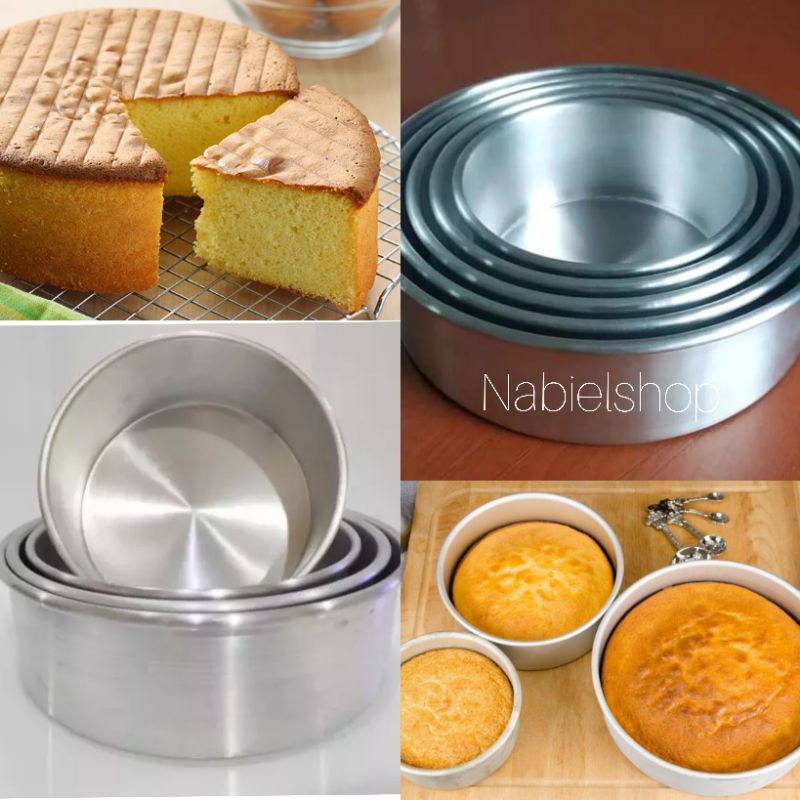 Loyang bulat pres tanpa sambungan, loyang bolu brownies kukus