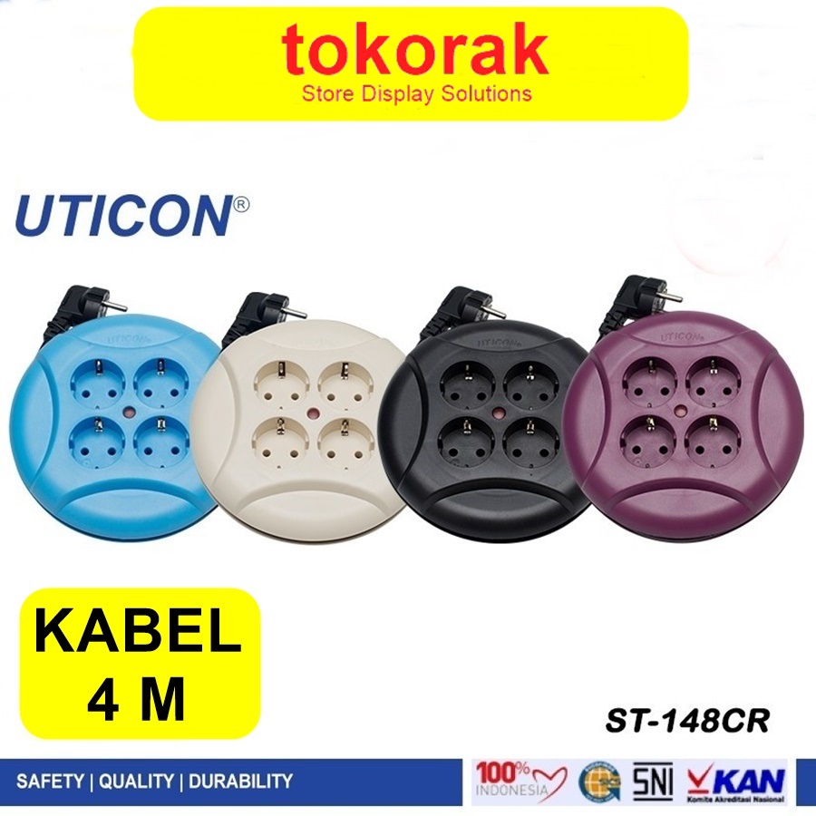 KABEL ROLL 4 METER 4 LUBANG UFO UTICON ST 148 CR - KABEL BOX GULUNG