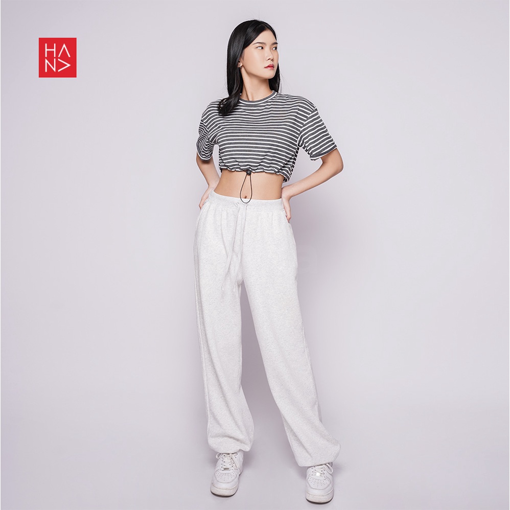 Hana Fashion - Helen Crop Tee / T-shirt Crop Wanita Korean Style - TS357